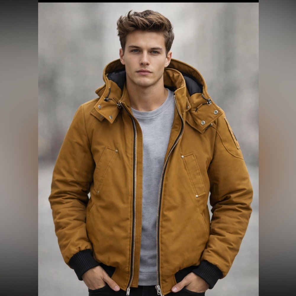 Moose Knuckles Brown Hooded Puffer Jacket
